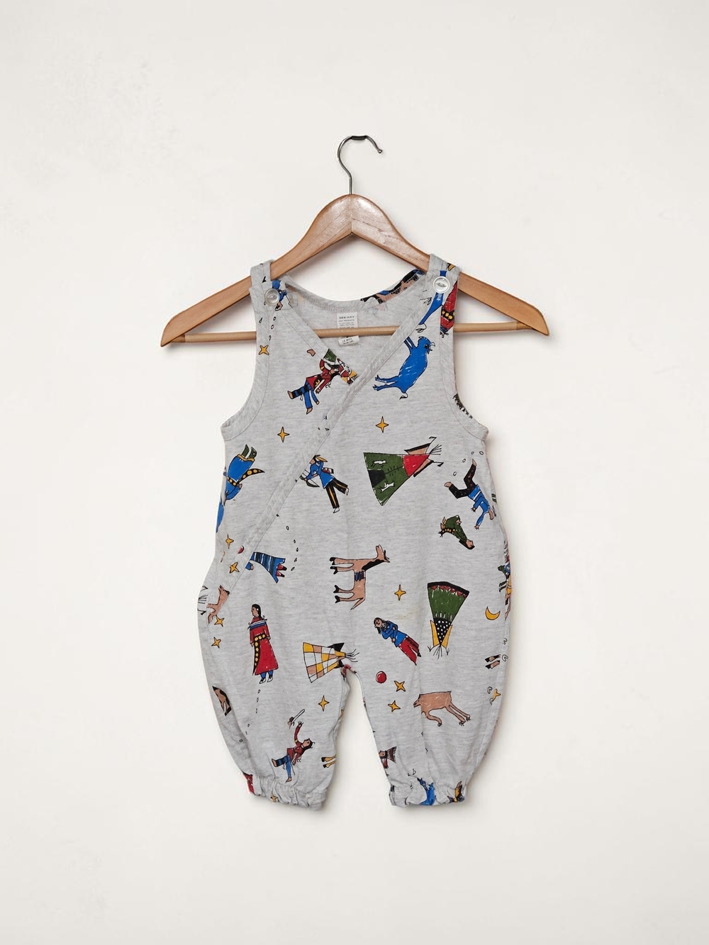 Grey Baby Romper with Colorful Figure Print